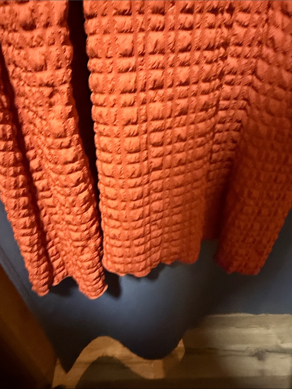 Women's Orange Textured Long Sleeve Dress - Picture 3 of 7